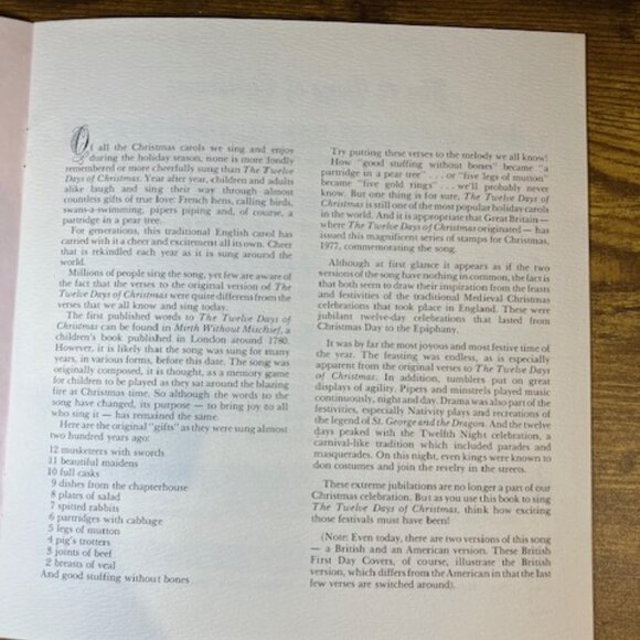 First Run Stamps & Envelopes "The 12 Days of Christmas" Binder Book 1977 Vintage - Picture 4 of 13